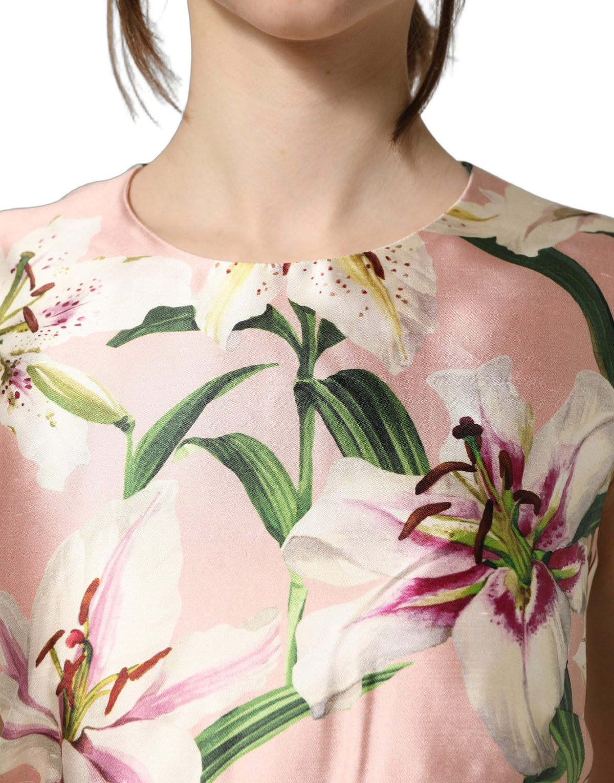 Dolce & Gabbana Women's Sheath Sleeveless Silk Midi Dress - Pink