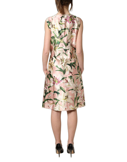 Dolce & Gabbana Women's Sheath Sleeveless Silk Midi Dress - Pink