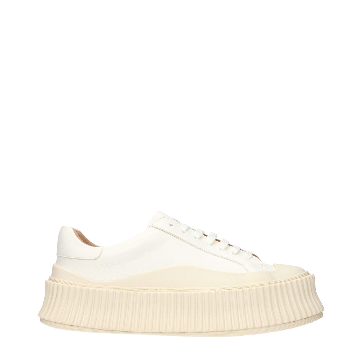 Sneakers by Jil Sander for women in leather white features an versatile design from the Women's Fashion Leather Sneakers collection, highlighting a versatile fashion style for a premium, high-fashion look.