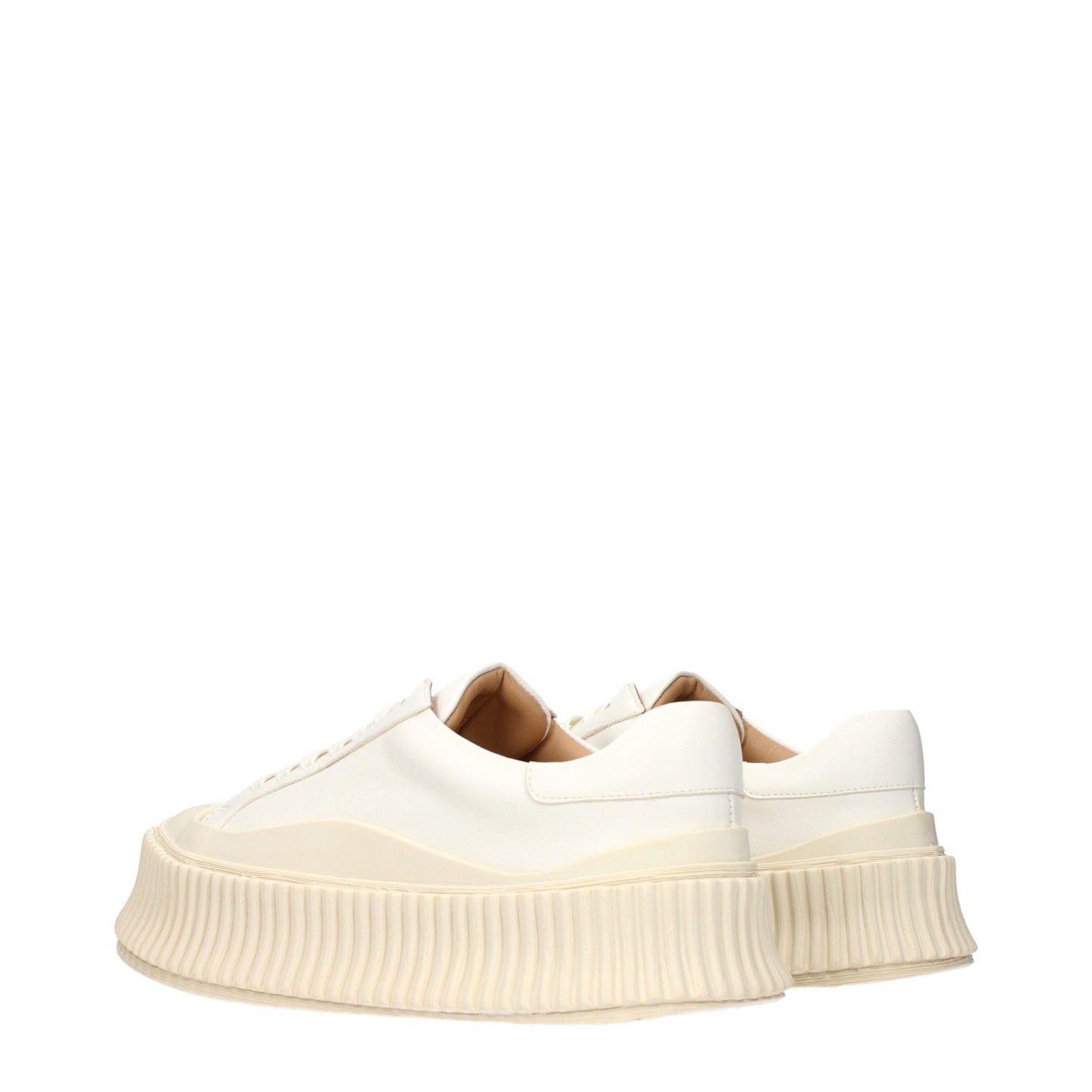 Sneakers by Jil Sander for women in leather white features an fashionable silhouette, showcasing the premium Women's Fashion Leather Sneakers in a fashionable fashion style that offers a fashionable finish for refined style.