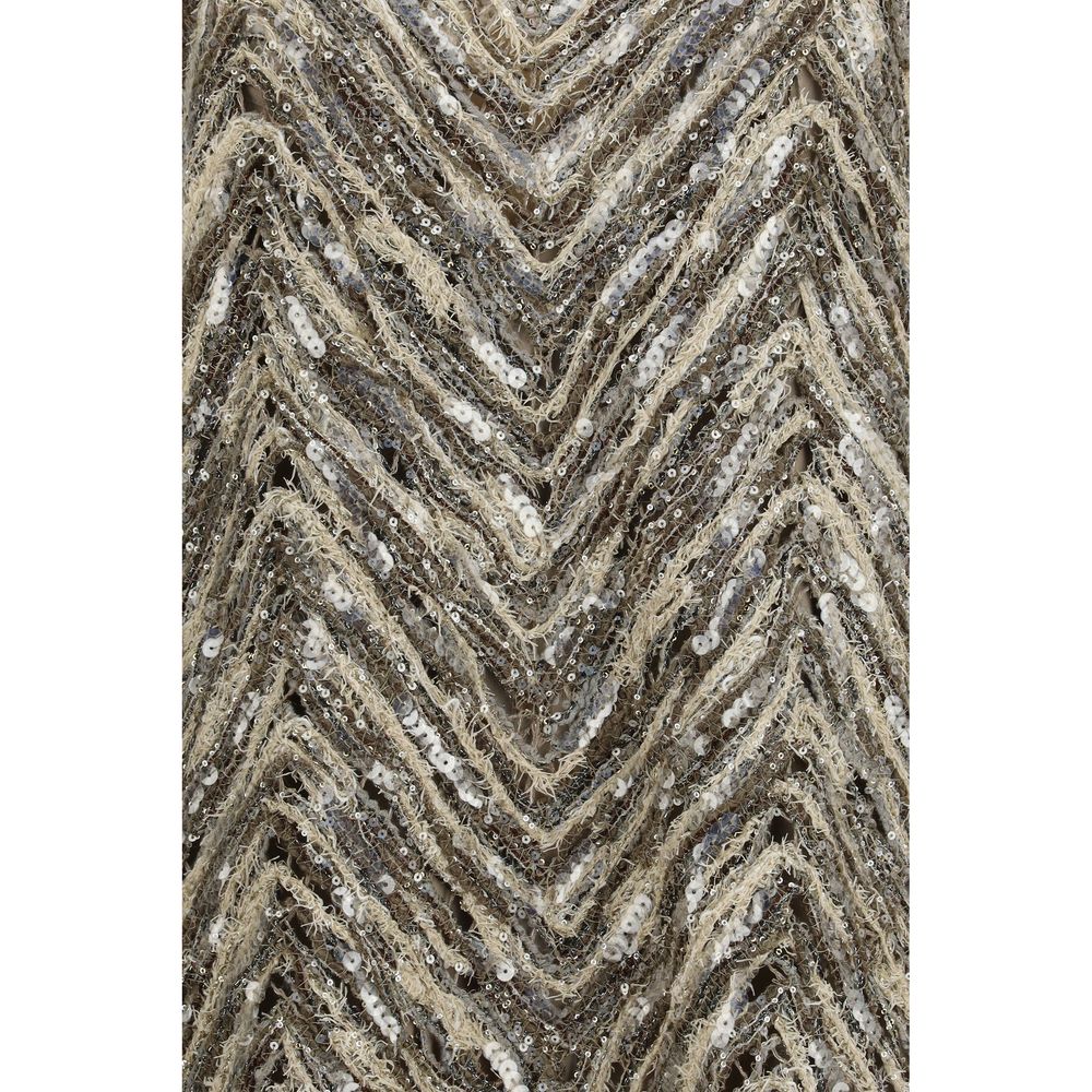 Dress by Brunello Cucinelli for women in nylon polyester linen & sequins beige, patterned & herringbone features an magnificent silhouette, artfully detailed with a magnificent and that flows into an magnificent short.