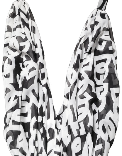 Dolce & Gabbana Black White Logo Sleeveless Floor Length Maxi Dress