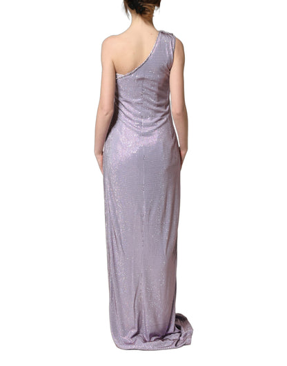 Dolce & Gabbana Purple Crystal OneShoulder EveningGown Dress
