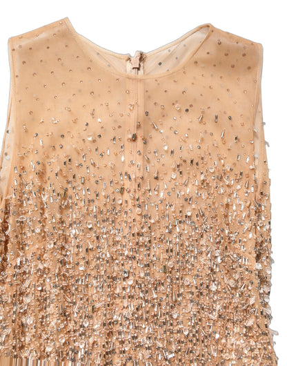 Dolce & Gabbana Brown Crystal Embellished Mermaid Gown Dress
