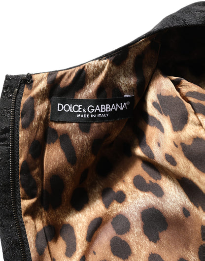 Dolce & Gabbana Black Floral Jacquard Flared A-line Dress