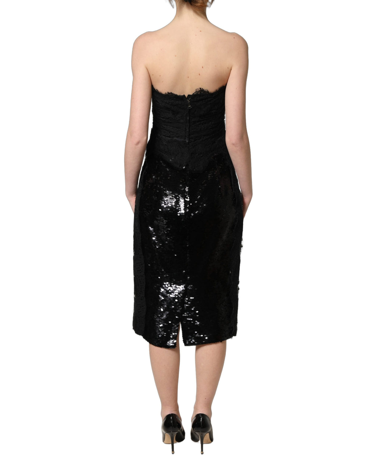 Dolce & Gabbana Aria Women's Wrap Cocktail Sleeveless; Strapless Silk & Polyester Midi Mini Dress - Black Red Rose