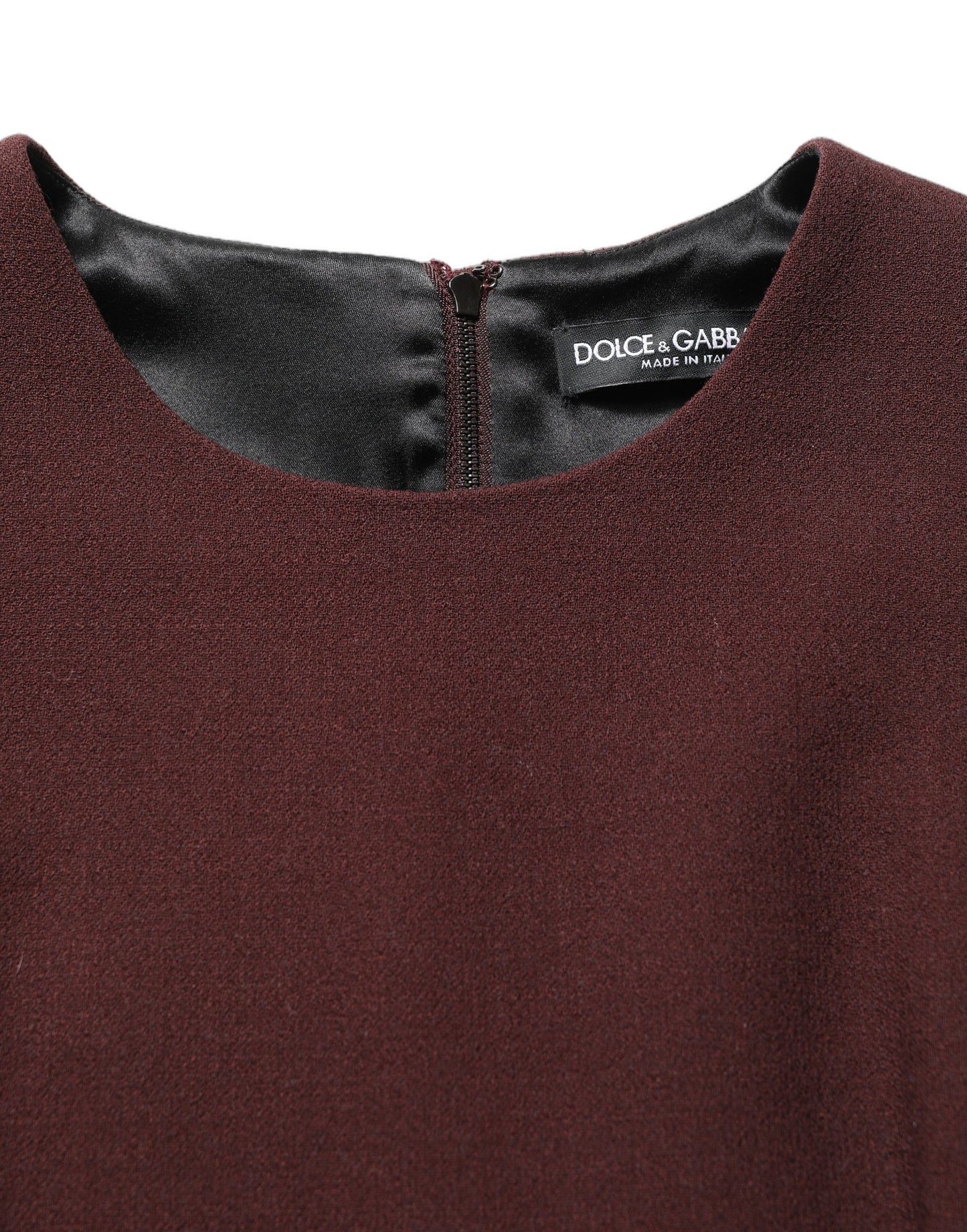 Dolce & Gabbana Maroon Lace Sleeveless Knee Length Dress