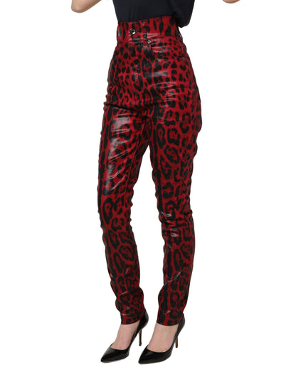 Dolce & Gabbana Red Leopard Skinny High Waist Denim Jeans