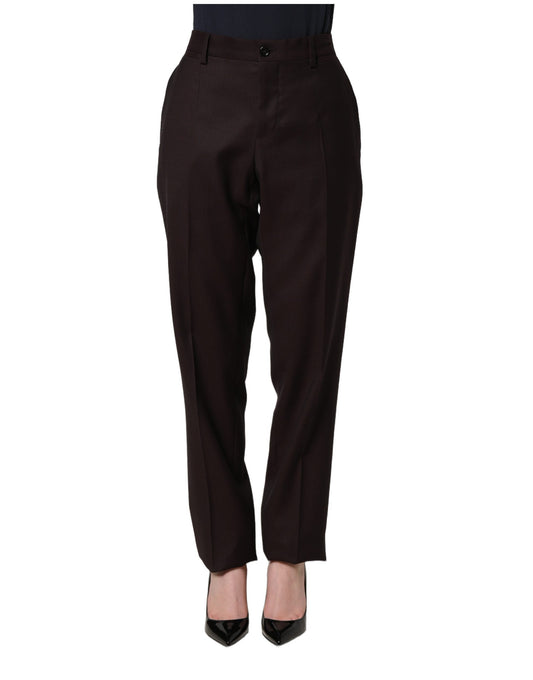 Dolce & Gabbana Brown Straight Leg Dress Silk Trousers Pants