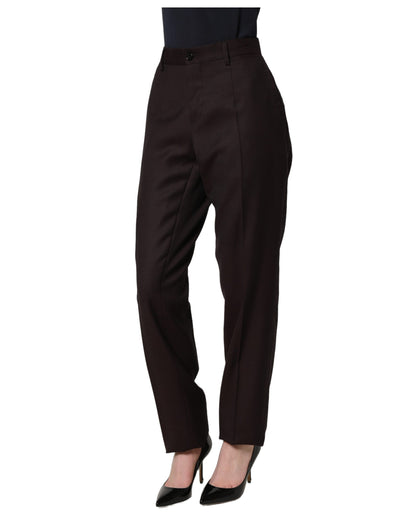 Dolce & Gabbana Brown Straight Leg Dress Silk Trousers Pants