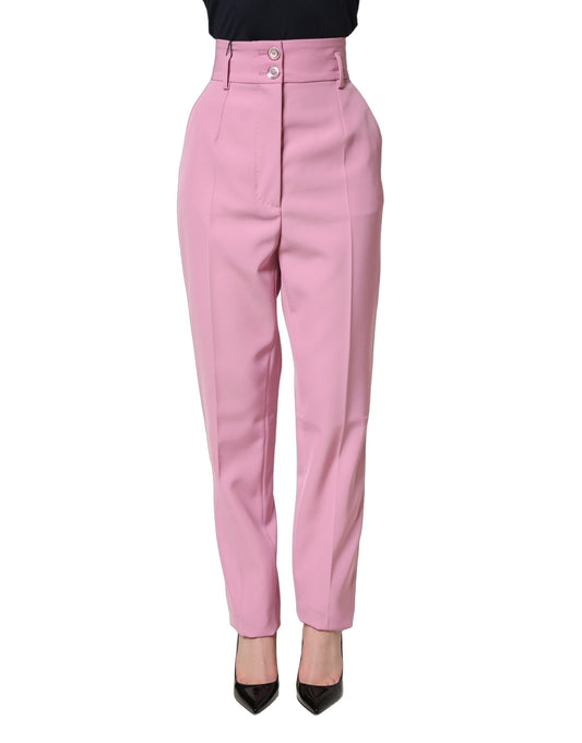 Dolce & Gabbana Pink High Waisted Polyester Trouser Pants