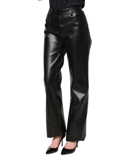Dolce & Gabbana Black PU Leather High Waisted Trouser Pants