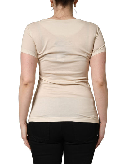Dolce & Gabbana Beige Jungle Print Cotton Round Neck T-Shirt