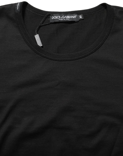Dolce & Gabbana Black Cotton Round Neck Short Sleeves T-Shirt