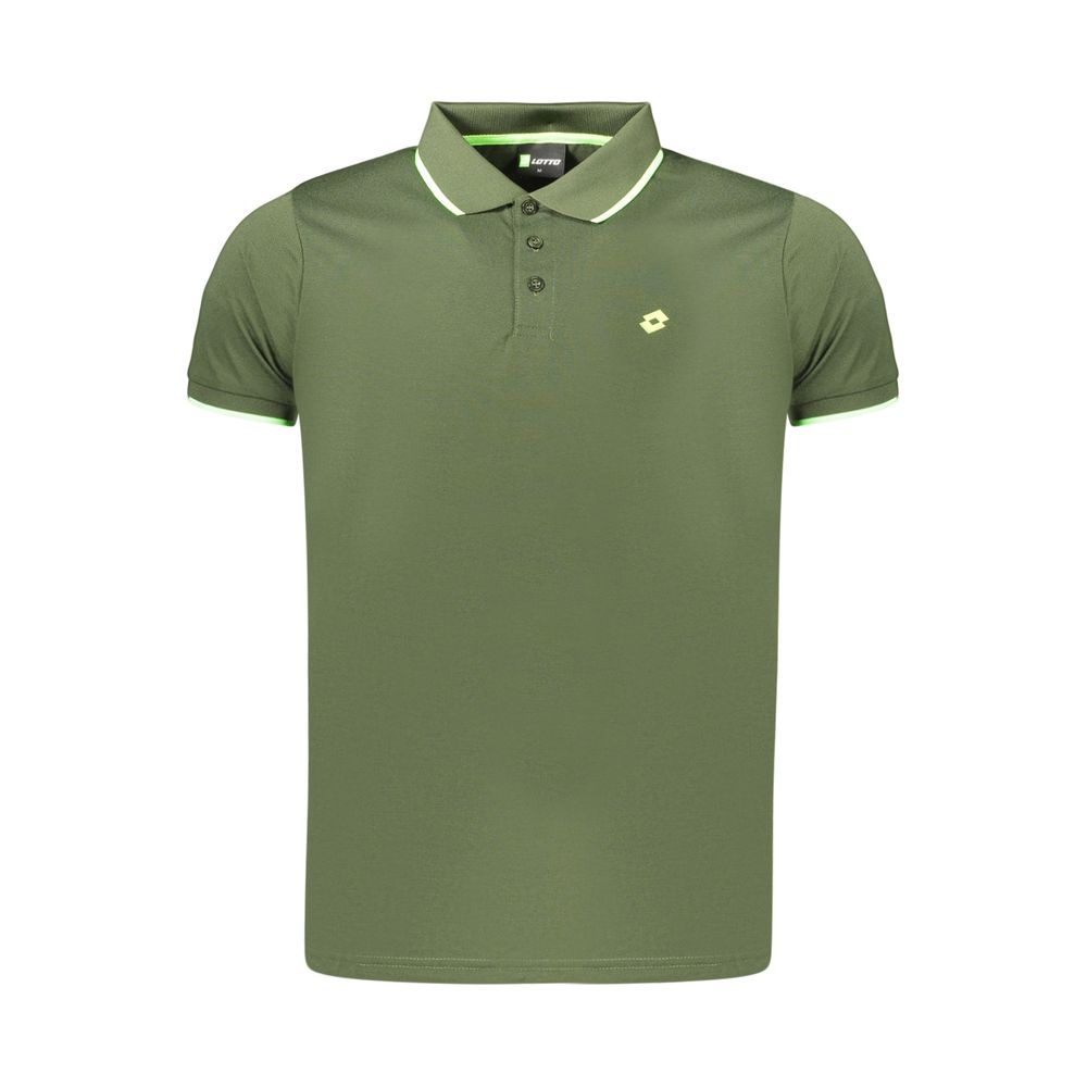 Polo Shirt by Lotto for men in polyester green, signature & print showcases a enviable silhouette, featuring a refined and for a enviable finish.