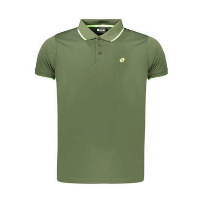 Polo Shirt by Lotto for men in polyester green, signature & print showcases a enviable silhouette, featuring a refined and for a enviable finish.