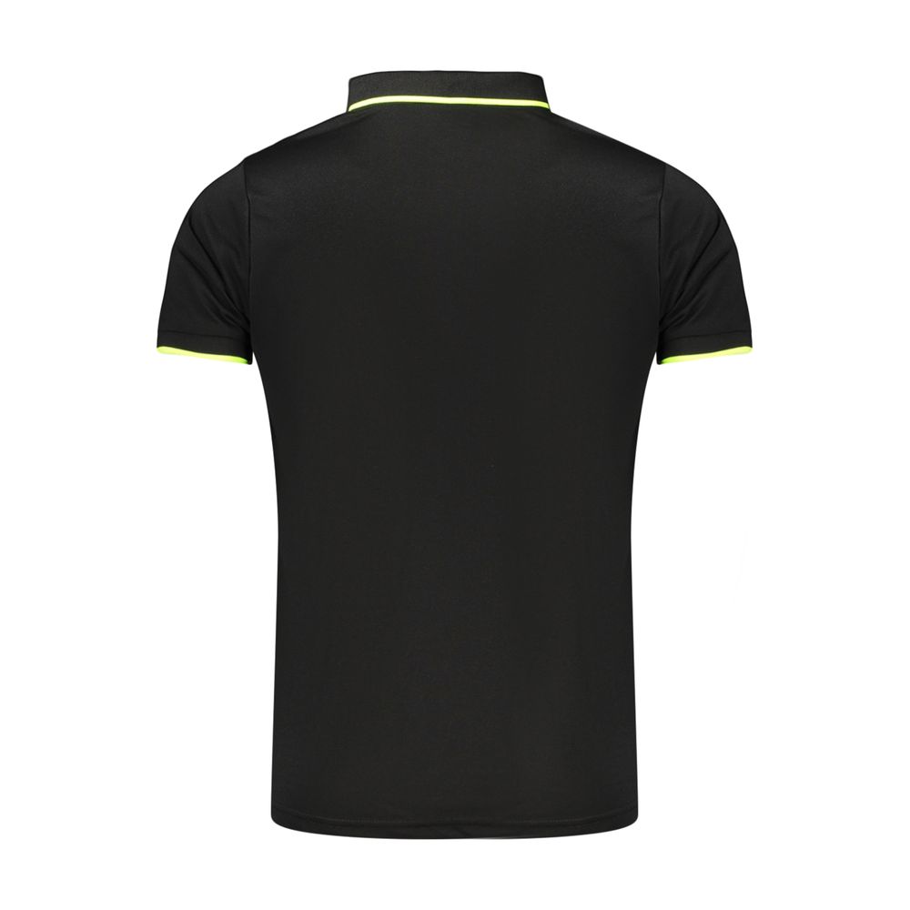 Polo Shirt by Lotto for men in polyester black & print presents a sleek silhouette, featuring a refined and for a sleek finish.