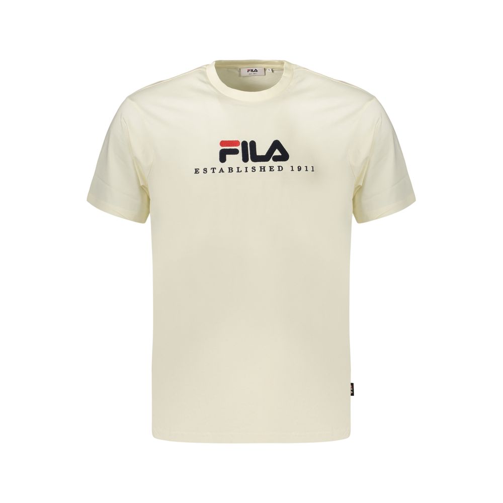 Activewear T-Shirt by Fila for men in organic cotton beige features a sporty silhouette with short-sleeve and crew neckline, showcasing innovative for a sporty finish.