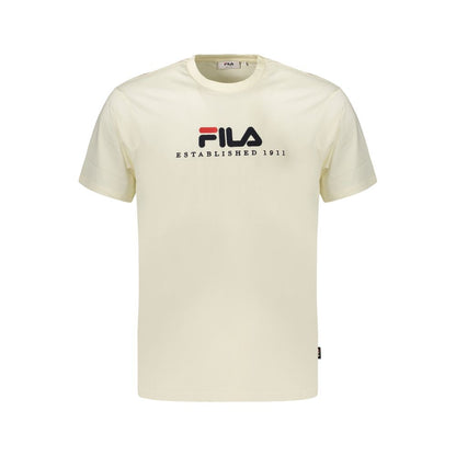 Activewear T-Shirt by Fila for men in organic cotton beige features a sporty silhouette with short-sleeve and crew neckline, showcasing innovative for a sporty finish.