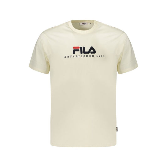 Activewear T-Shirt by Fila for men in organic cotton beige features a sporty silhouette with short-sleeve and crew neckline, showcasing innovative for a sporty finish.