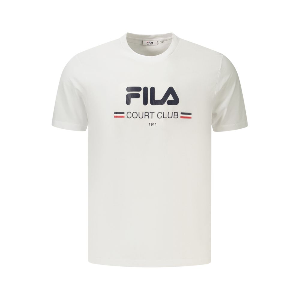 Activewear T-Shirt by Fila for men in organic cotton white & print features an ergonomic design with , highlighting a ergonomic length and ergonomic crew neckline for a high-performance look.