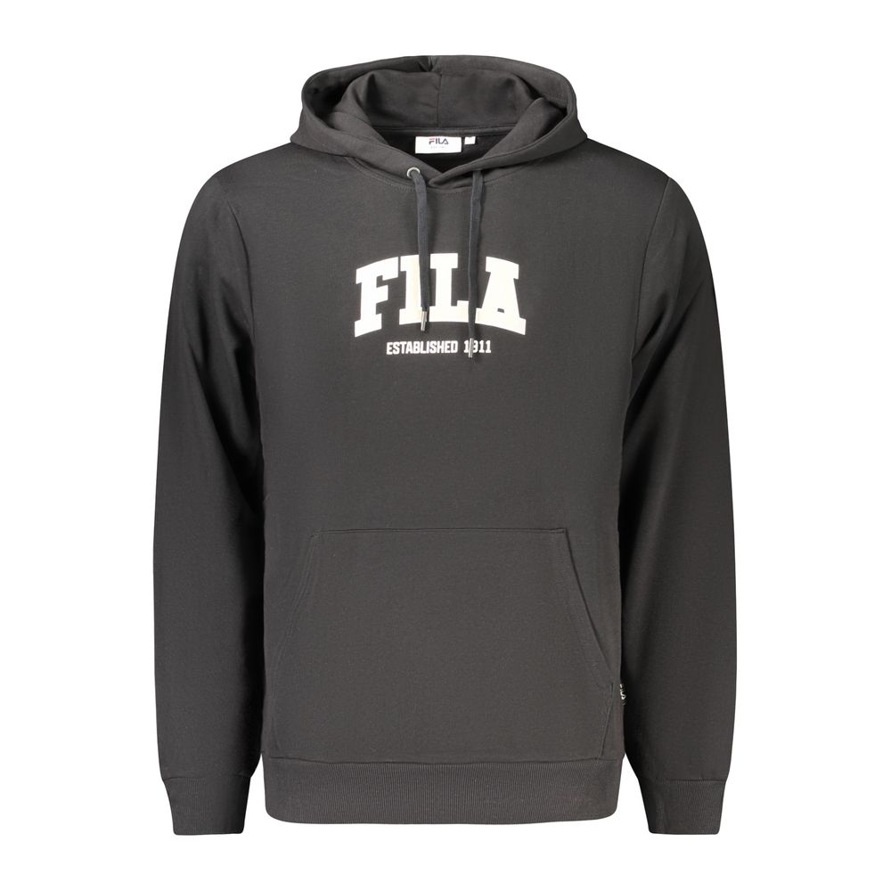 Hooded Sweatshirt Hoodie by Fila for men in organic cotton & polyester black & print features a slouchy chic silhouette, detailed with a slouchy chic and a signature hooded neckline for an elevated aesthetic.