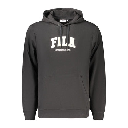 Hooded Sweatshirt Hoodie by Fila for men in organic cotton & polyester black & print features a slouchy chic silhouette, detailed with a slouchy chic and a signature hooded neckline for an elevated aesthetic.