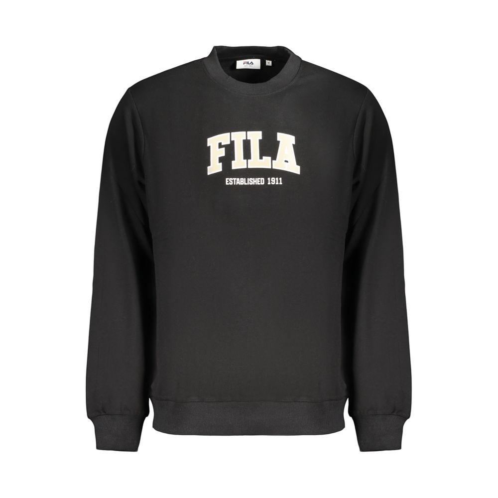 Sweatshirt by Fila for men in organic cotton & polyester black & print showcases a slouchy chic silhouette, artfully detailed with a slouchy chic crew neckline and for a slouchy chic finish.