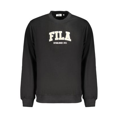 Sweatshirt by Fila for men in organic cotton & polyester black & print showcases a slouchy chic silhouette, artfully detailed with a slouchy chic crew neckline and for a slouchy chic finish.