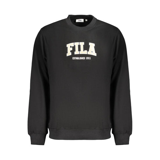 Sweatshirt by Fila for men in organic cotton & polyester black & print showcases a slouchy chic silhouette, artfully detailed with a slouchy chic crew neckline and for a slouchy chic finish.