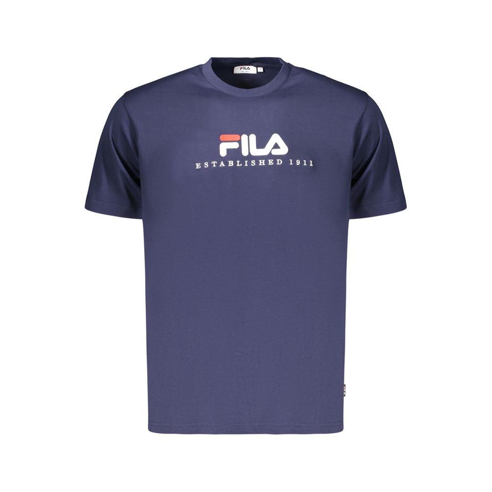 Activewear T-Shirt by Fila for men in organic cotton blue presents a kinetic silhouette, showcasing the kinetic and crew neckline alongside functional for a premium, athletic look.