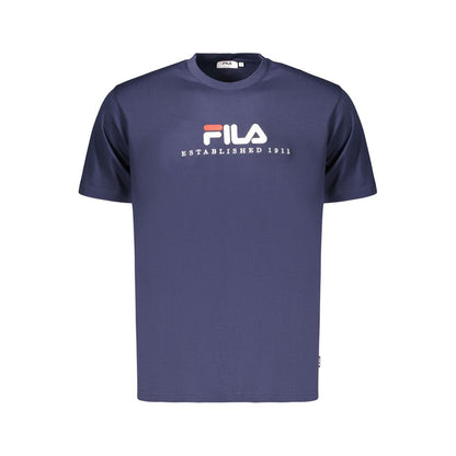 Activewear T-Shirt by Fila for men in organic cotton blue presents a kinetic silhouette, showcasing the kinetic and crew neckline alongside functional for a premium, athletic look.