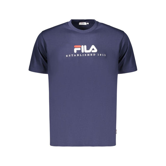 Activewear T-Shirt by Fila for men in organic cotton blue presents a kinetic silhouette, showcasing the kinetic and crew neckline alongside functional for a premium, athletic look.