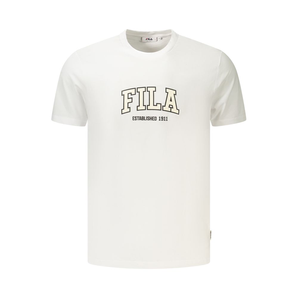 Activewear T-Shirt by Fila for men in organic cotton & canvas white features an athletic silhouette with sleeves and a crew neckline neckline, enhanced by high-performance .
