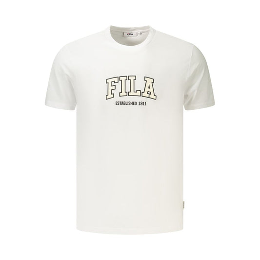 Activewear T-Shirt by Fila for men in organic cotton & canvas white features an athletic silhouette with sleeves and a crew neckline neckline, enhanced by high-performance .