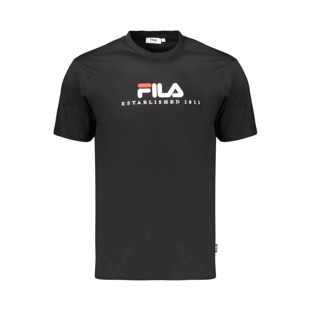 Activewear T-Shirt by Fila for men in organic cotton black & signature features a sporty silhouette with and crew neckline, showcasing innovative for a sporty finish.