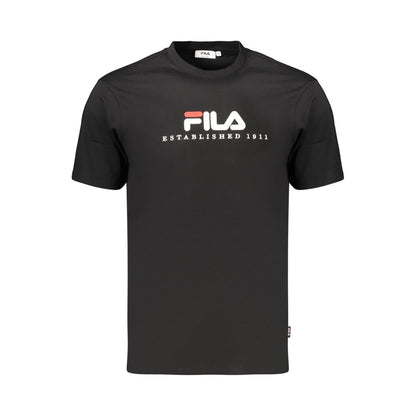 Activewear T-Shirt by Fila for men in organic cotton black & signature features a sporty silhouette with and crew neckline, showcasing innovative for a sporty finish.