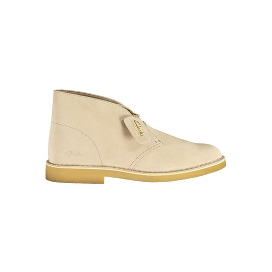 Lace-Up Ankle Boots by Clarks for men in polyurethane suede leather beige, signature-print & print features an aerodynamic silhouette from the Men's Polyurethane Suede Leather Lace-Up Ankle Boots collection, showcasing a aerodynamic and refined for an aerodynamic look.
