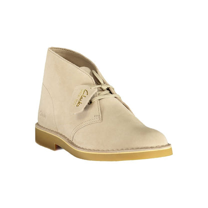 Lace-Up Ankle Boots by Clarks for men in polyurethane suede leather beige, signature-print & print features an high-performance silhouette, showcasing the sophisticated design of the Men's Polyurethane Suede Leather Lace-Up Ankle Boots with a and a refined .