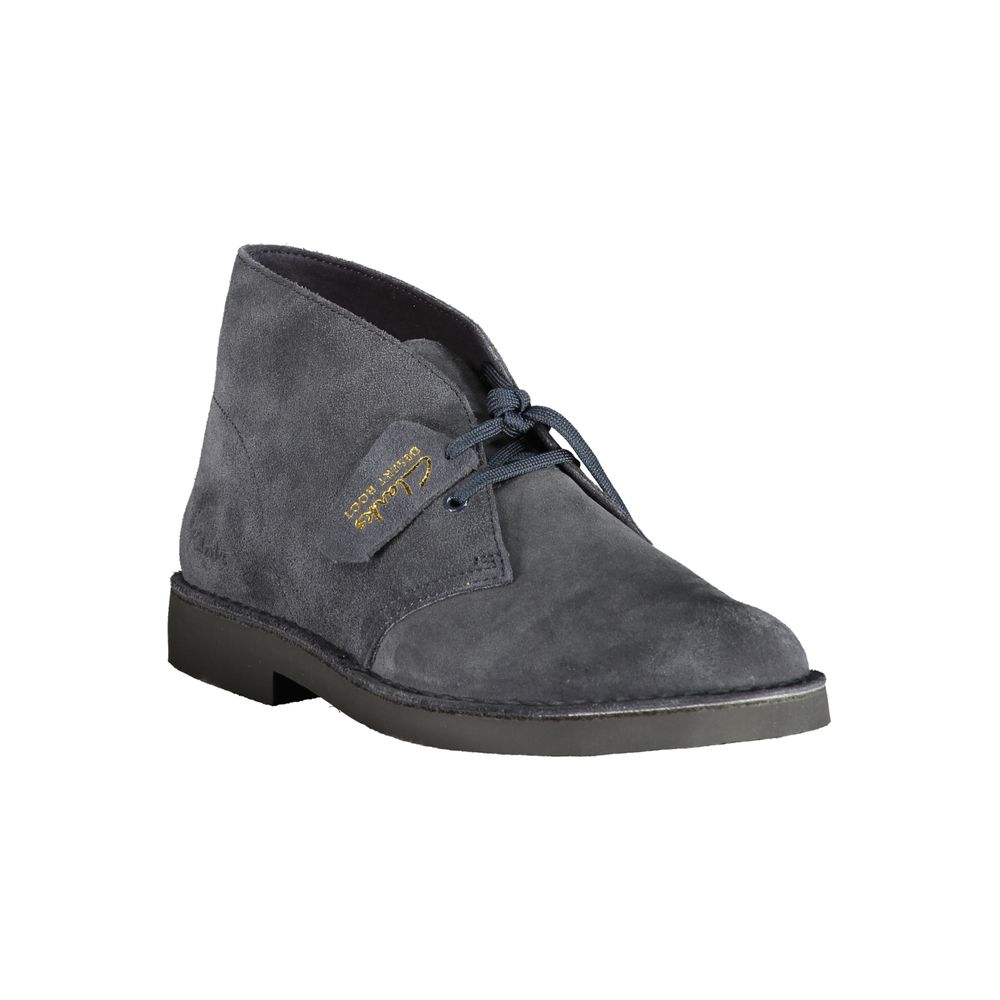 Lace-Up Ankle Boots by Clarks for men in polyurethane suede leather blue & print showcases a aeronautic silhouette as Men's Polyurethane Suede Leather Lace-Up Ankle Boots, artfully defined by a aeronautic and a aeronautic .