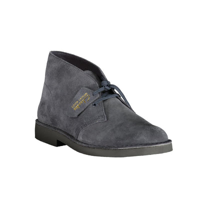 Lace-Up Ankle Boots by Clarks for men in polyurethane suede leather blue & print showcases a aeronautic silhouette as Men's Polyurethane Suede Leather Lace-Up Ankle Boots, artfully defined by a aeronautic and a aeronautic .