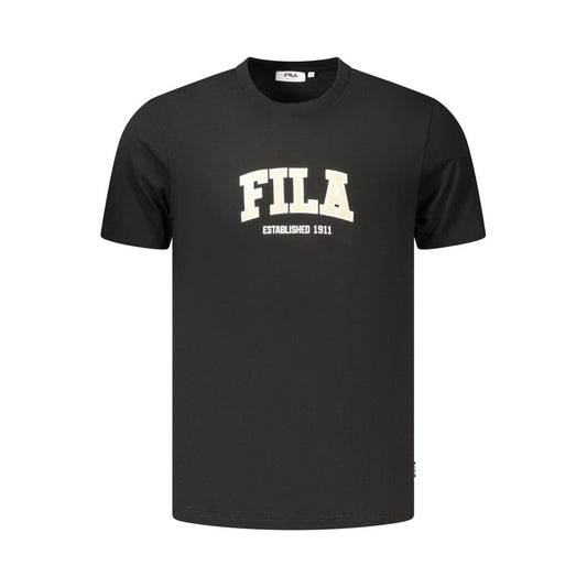 Activewear T-Shirt by Fila for men in organic cotton black & print features a dynamic silhouette with long-sleeve and crew neckline enhanced by functional .