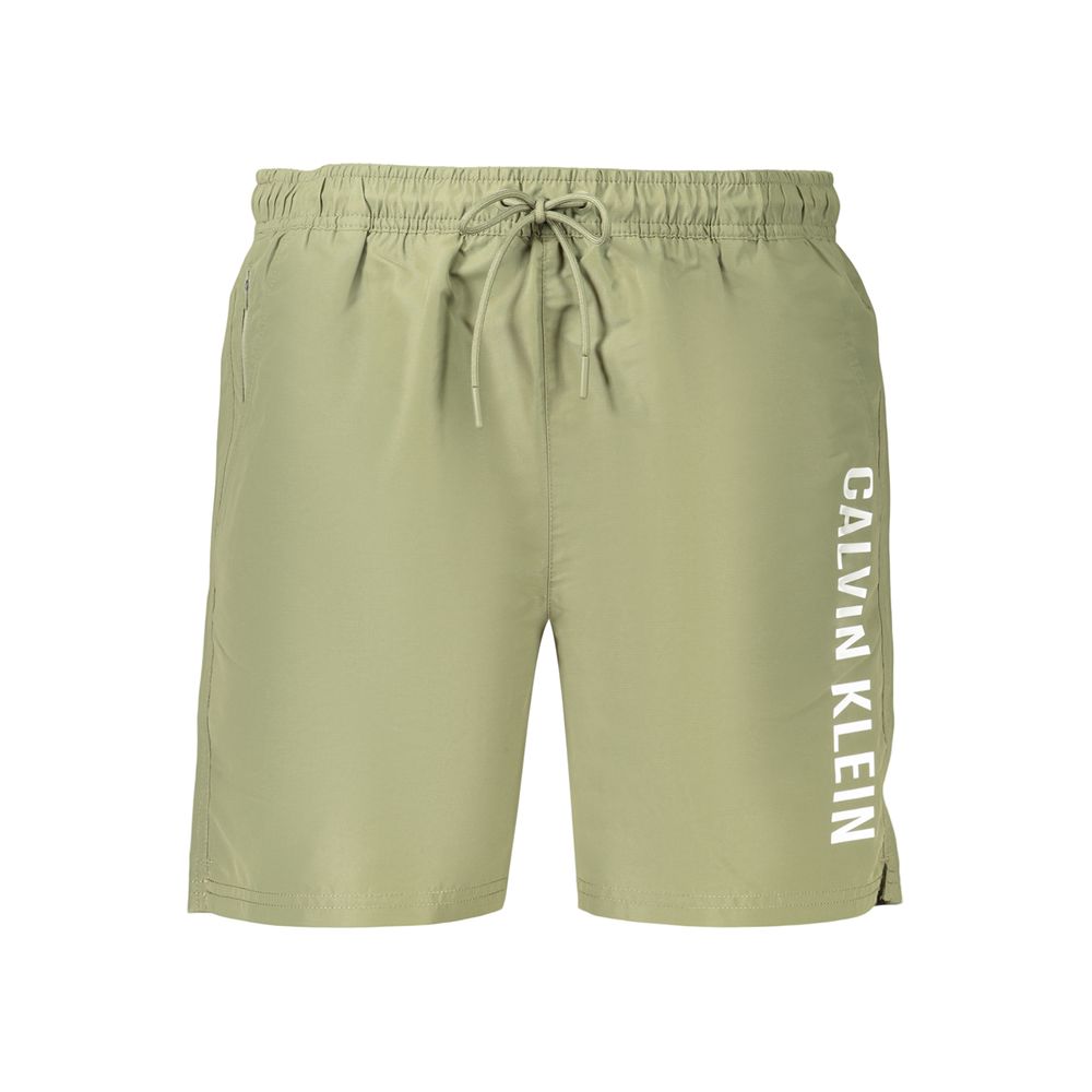 Swim Shorts by Calvin Klein for men in polyester green & print features a resort ready silhouette, perfectly capturing the resort ready aesthetic of Men's Polyester Swim Shorts with a resort ready finish.