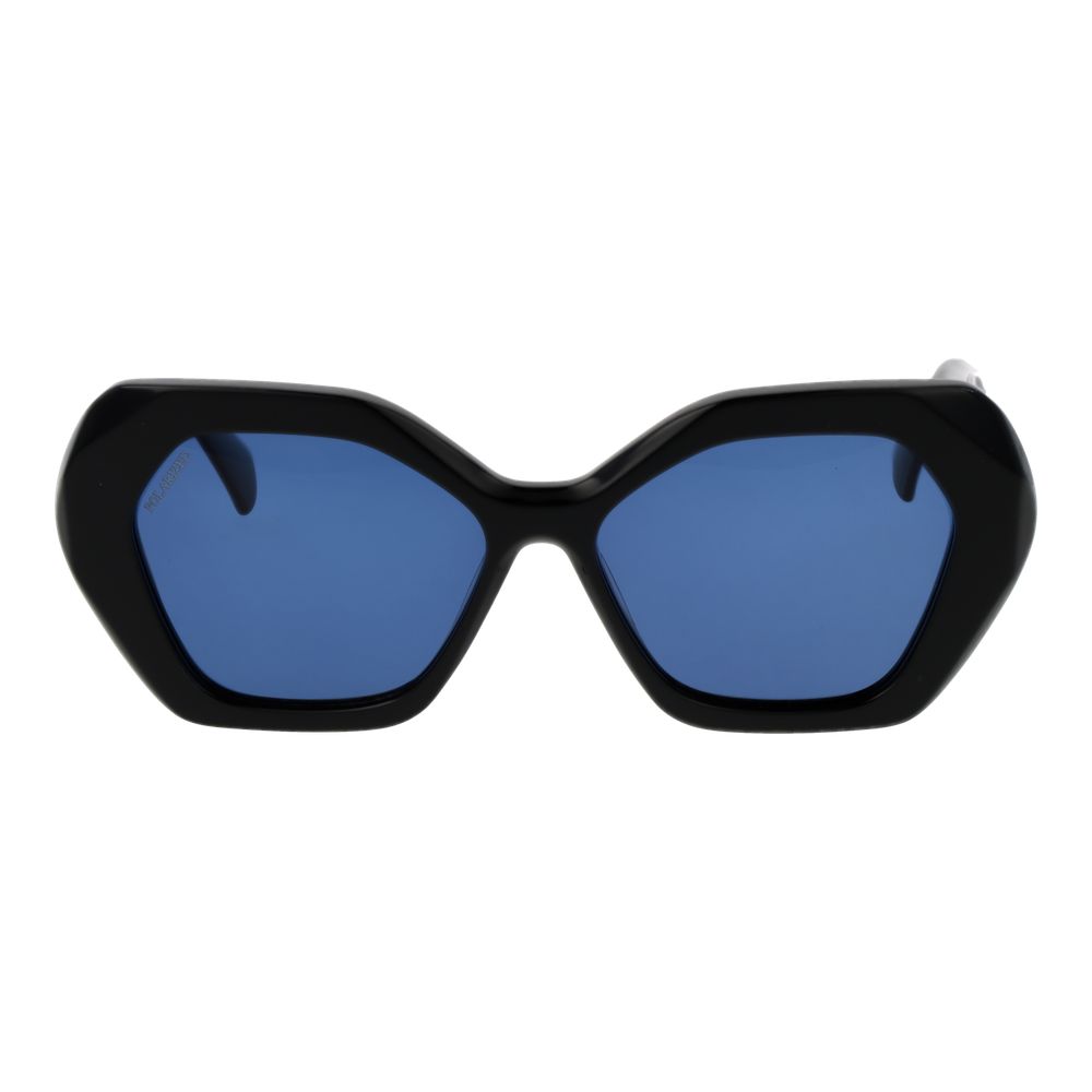 Sunglasses by Replay for women in acetate black showcases a ethereal silhouette, featuring black coloured frame butterfly full-rim frame design with non-polarized category-3-dark-tint lens for a ethereal finish.
