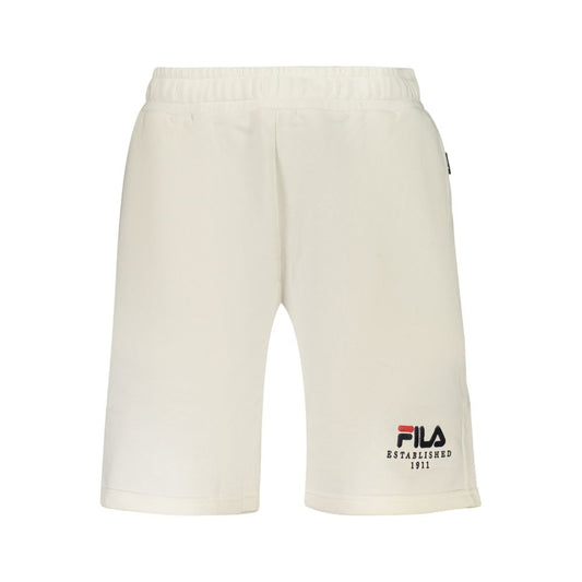 Activewear Shorts by Fila for men in organic cotton & polyester white features an versatile regular-fit with adjustable-waistband, presenting a versatile short and designed for a versatile look.