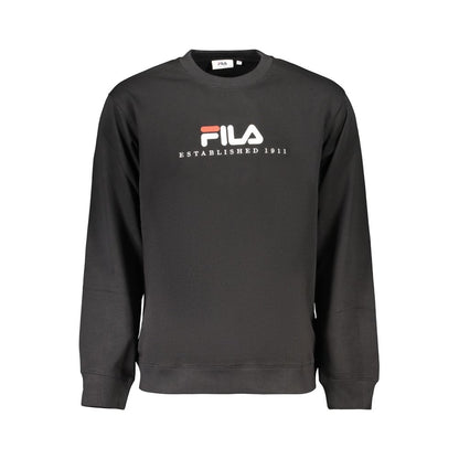 Sweatshirt by Fila for men in organic cotton & polyester black showcases a slouchy chic silhouette, artfully detailed with a slouchy chic crew neckline and for a slouchy chic finish.