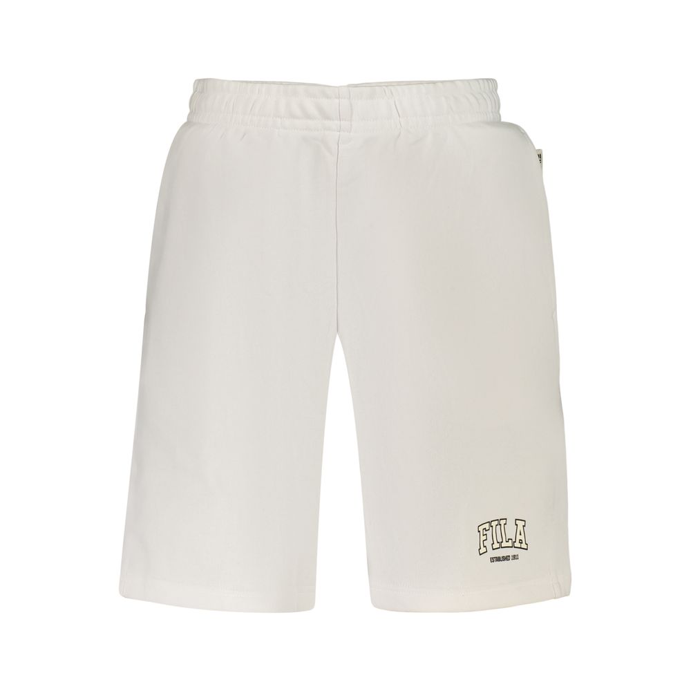 Activewear Shorts by Fila for men in organic cotton & polyester white & print features a dynamic silhouette with a , showcasing adjustable-waistband & breathable-design in a premium short cut for high-performance style.