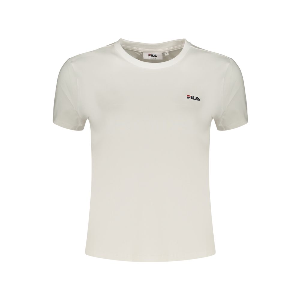 T-Shirt by Fila for women in stretch cotton white showcases a fashionable silhouette, elegantly detailed with a fashionable and crew neckline for a sophisticated, high-fashion look.