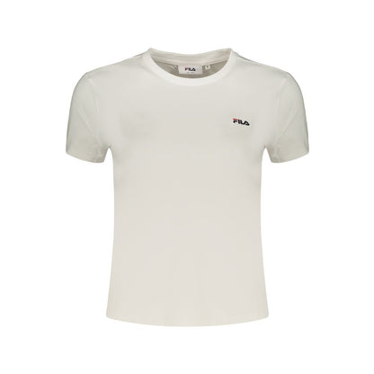 T-Shirt by Fila for women in stretch cotton white showcases a fashionable silhouette, elegantly detailed with a fashionable and crew neckline for a sophisticated, high-fashion look.