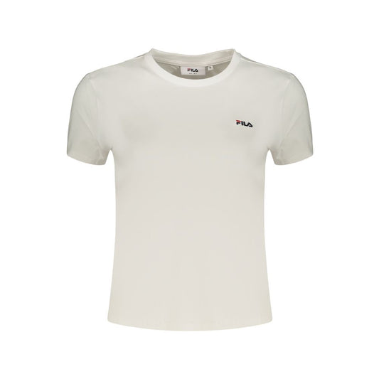 T-Shirt by Fila for women in stretch cotton white showcases a fashionable silhouette, elegantly detailed with a fashionable and crew neckline for a sophisticated, high-fashion look.